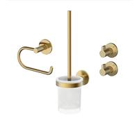 Lenz Juna 4190041 - Juego de Accesorios de baño (4 Piezas, Soporte para Papel higiénico, escobilla y Dos Ganchos para Toallas, para Pegar o perforar, Superficie antihuellas)