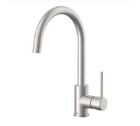 Lenz Lio 42030011 - Grifo de cocina (acero inoxidable, con función de ahorro de agua de 2 niveles, caño alto y giratorio 360°, superficie antihuellas, altura de 36 cm)