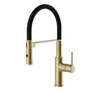 Lenz NALU 46070241 - Grifo de cocina (2 tipos de chorro, función de ahorro de agua, superficie antihuellas y montaje superior), color dorado