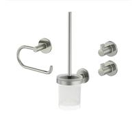 Lenz Noa 4690022 - Juego de Accesorios de baño (4 Piezas, Soporte para Papel higiénico, escobilla y Dos Ganchos para Toallas, para Pegar o perforar, Superficie antihuellas)