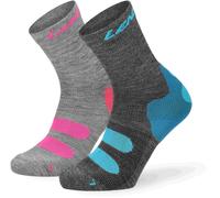 Lenz Outdoor 1.0 Calcetines - Paquete de 2, Gris/azul/rosa, Talla 35-38