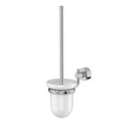 Lenz Pisa 5109602 - Escobilla de baño cromada con Cristal Satinado, Montaje en Pared, extraíble para Limpieza, Pegar o taladrar, Incluye Pegamento y Material de Montaje