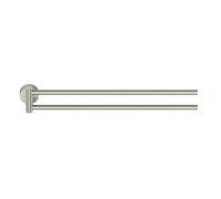 Lenz Toallero Scala en níquel - Longitud 40 cm - 2 Brazos giratorios - Ahorro de Espacio - para 2 Toallas - para Pegar o perforar - Incluye Pegamento y Material de Montaje - 5005322