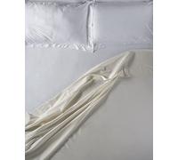 LENZUOLISSIMI - Sábana de Matrimonio Queen de Raso de algodón Satin 300 Hilos 240 x 290 cm Made in Italy - Marfil