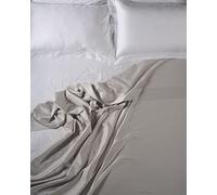 LENZUOLISSIMI - Sábana de Matrimonio Queen de Raso de algodón Satin 300 Hilos 240 x 290 cm Made in Italy - Beige Claro