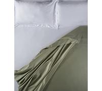 LENZUOLISSIMI - Sábana de Matrimonio Queen de Raso de algodón Satinado de 300 Hilos 240 x 290 cm Made in Italy - Verde Salvia