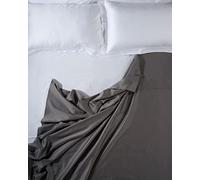 LENZUOLISSIMI - Sábana de Matrimonio Queen de Raso de algodón Satinado de 300 Hilos 240 x 290 cm Made in Italy - Gris