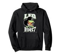 Leo 1987 Zodiac Queens Afro Astrología Cumpleaños Sudadera con Capucha