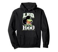 Leo 1990 Zodiac Queens Afro Astrología Cumpleaños Sudadera con Capucha