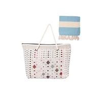 Leo Design Bolsa grande de compras con cierre de cremallera, estilo bohemio, bolsa de playa para mujer, gimnasio, yoga, viajes familiares, vacaciones, picnic, piscina