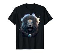 Leo épico el Signo Zodiacal de la Fuerza Camiseta gráfica económica, Hombre, Negro, S
