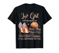 Leo Girl Zodiac Cumpleaños Tacones Altos Labios Goteando Mariposa Camiseta