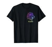 Leo León Signo Zodiacal geométrico Cumpleaños Camiseta gráfica económica, Hombre, Negro, XL
