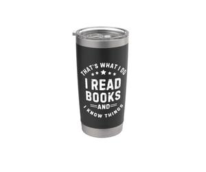 Leo libros y sé cosas Vaso térmico de acero inoxidable de doble pared