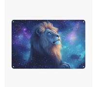 Leo Mirando Las Estrellas, Zodíaco Vintage Letreros De Estaño Impermeable Letrero De Metal Resistente Y Duradera Letrero De Lata para Clube Restaurante Hogar 20X30Cm