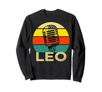Leo Nombre Retro Micrófono Música Divertida 80s Vintage Amantes Sudadera