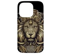 Leo Ornate Lion Head Astrología Detallada Leo Zodiac Carcasa para iPhone 14 Pro