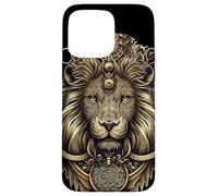 Leo Ornate Lion Head Astrología Detallada Leo Zodiac Carcasa para iPhone 15 Pro MAX