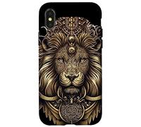 Leo Ornate Lion Head Astrología Detallada Leo Zodiac Carcasa para iPhone X/XS