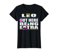 Leo out Here Being es Muy Divertido, Signo del zodíaco, Divertido cumpleaños Camiseta gráfica económica, Mujer, Negro, L