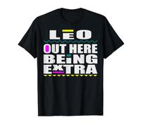 Leo out Here Being es Muy Divertido, Signo del zodíaco, Divertido cumpleaños Camiseta gráfica económica, Hombre, Negro, XL