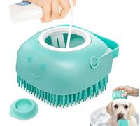 Leo-Paul Paris LEO-PAUL Cepillo de baño de silicona suave para mascotas, accesorio de aseo con depósito y dispensador de agua y champú, masaje para perros y gatos de pelo corto y largo (BLEUE)