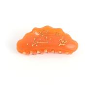 Leo - Pinza para el pelo con signo del zodiaco con diamantes de imitación, pinza de pelo de acetato personalizada naranja para mujer, 1 pieza