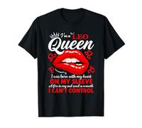 Leo Queen Zodiac Red Lip Birthday Graphic Hombres Mujeres Camiseta