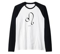 Leo Signo del Zodiaco Caligrafía Dibujo León Camiseta Manga Raglan