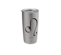 Leo Signo Del Zodiaco Caligrafía Dibujo León Vaso térmico de acero inoxidable de doble pared