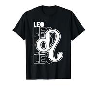 Leo Signo del Zodiaco Horóscopo Astrología Tipografía Camiseta gráfica económica, Hombre, Negro, M