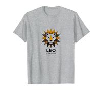 Leo Temporada Zodiaco León Geométrico Camiseta, Hombre, Gris Jaspeado, 3XL