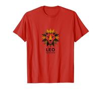 Leo Temporada Zodiaco León Geométrico Camiseta, Hombre, Rojo, XXL