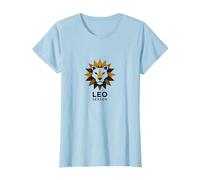 Leo Temporada Zodiaco León Geométrico Camiseta, Mujer, Azul Bebé, XS