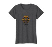 Leo Temporada Zodiaco León Geométrico Camiseta, Mujer, Jaspeado Oscuro, XS