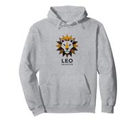 Leo Temporada Zodiaco León Geométrico Sudadera con Capucha, Unisex para Adultos, Gris Jaspeado, L