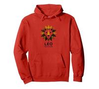 Leo Temporada Zodiaco León Geométrico Sudadera con Capucha, Unisex para Adultos, Rojo, XXL