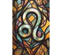 Leo Zodiac Journal - Faux-Iridescent Stained Glass Design, 6x9 Lined Notebook: Fantasy-Inspired Celestial Cover | Mystical Astrology Gift | Moody Folklore Style