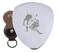 Leo Zodiac - Púa de guitarra de acero grabado en llavero