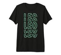 Leo Zodiac Repetir Contorno Texto Diseño Vertical Camiseta Premium