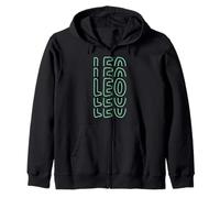 Leo Zodiac Repetir Contorno Texto Diseño Vertical Sudadera con Capucha