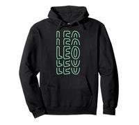 Leo Zodiac Repetir Contorno Texto Diseño Vertical Sudadera con Capucha