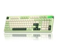 LEOBOG A98 - Teclado mecánico inalámbrico trimodo BT5.0/2.4GHz/USB-C, teclado cremoso con almohadilla numérica, estructura de junta intercambiable en caliente, teclado verde retroiluminado RGB con