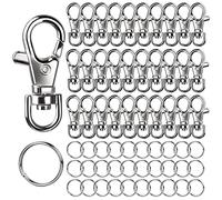 LEOBRO 60 cierres giratorios de langosta, llaveros, 30 cierres de langosta y 30 aros de llavero, ganchos giratorios para manualidades