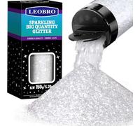 LEOBRO Purpurina blanca de 150 g, purpurina navideña para manualidades, festivales de nieve, copos de nieve para decoración navideña, 1/24"