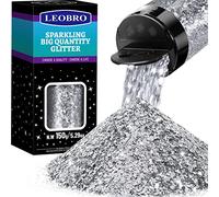 LEOBRO Purpurina plateada, 150 g/5.29 onzas, purpurina para manualidades, purpurina gruesa mezclada, purpurina metálica para manualidades, resina epoxi, uñas, purpurina a granel para pintura de vasos
