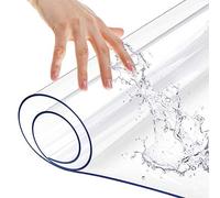 Leoewo - Protector de Mesa de Comedor de 1,5 mm de Grosor, Transparente, Rectangular, de plástico Antideslizante, para Cocina, Madera, Vinilo, Mantel