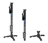 Leofot MV-324CL+VD-03 - Monopié largo de fibra de carbono con soporte de trípode, carga máxima de 22 libras, altura: 1800 mm