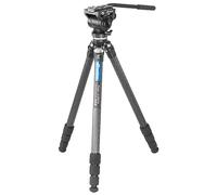 Leofoto LS-284CEX + BV-10 - Kit de cabezal de vídeo con trípode de fibra de carbono CF de 4 secciones con base de nivelación integrada 15° Tilt Ranger Series