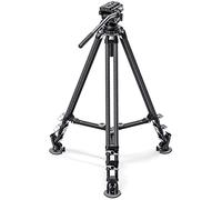 Leofoto LVC-193C Trípode de video de doble pierna de fibra de carbono + | Trípode de doble tubo de 160 cm, bandeja de 360°, inclinación de +90°/-75°, abrazadera Arca, carga de 5 kg
